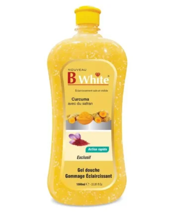 B WHITE  Gel Douche Gommant Et Eclaircissant Au Curcuma Et Safran