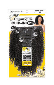Extension à clip bouclée en cheveux semi naturels 9 Pièces différentes longueur Shake N Go Coily Boho