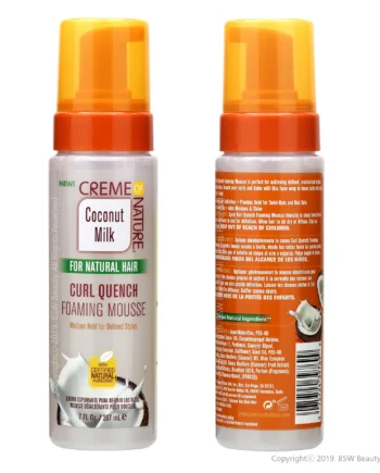 Creme Of Nature, Mousse Coiffante au Lait de Coco, Formule Infusée D’Huile de Coco, Hydratation et Définition des Boucles 207Ml