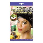 WIDE BAND SATIN BONNET CAP – Coconut Oil Treated #21032 black (noir)