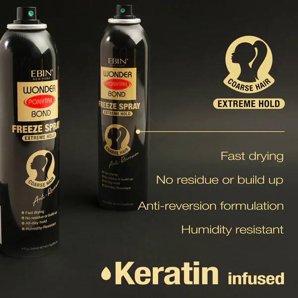 EBIN WONDER PONYTAIL BOND FREEZE SPRAY EXTREME HOLD 8oz