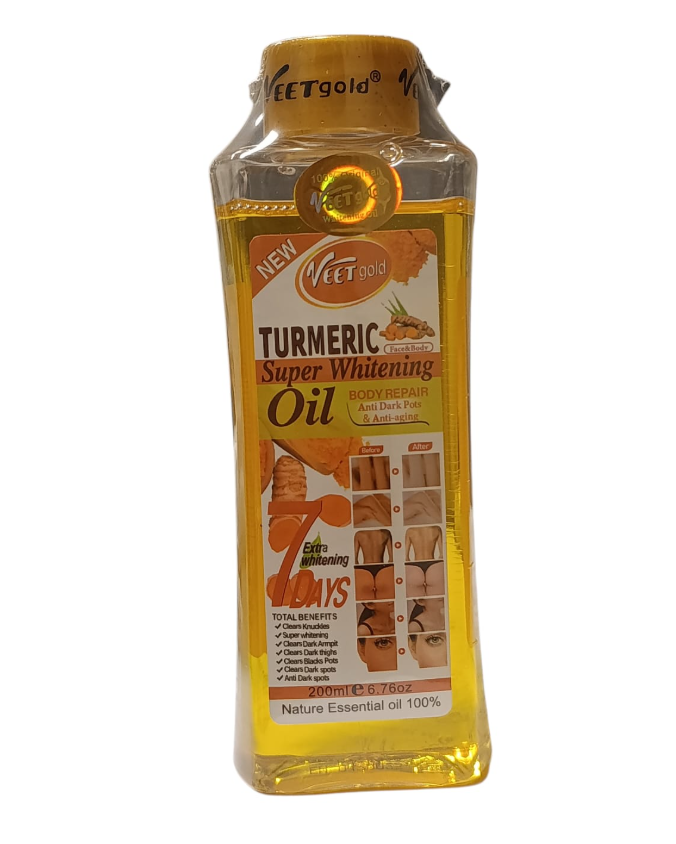 Huile Éclaircissante - Veetgold - Turmeric 200ml - Hydratant Naturel - Anti-Imperfections - Non Gras