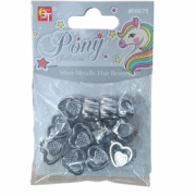 BT SILVER METALLIC HAIR BEADS (love) BT6675