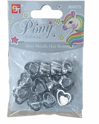 BT SILVER METALLIC HAIR BEADS (love) BT6675