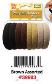 BT PONYTAIL HOLDERS MEDIUM (brown assorted) #39983