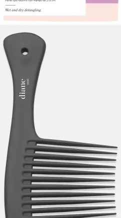 Diane: Handle Rake Comb Black 8.5" (D140)