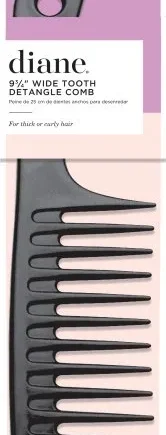 Diane: 9.75" Widetooth Detangle Black Comb (D142)