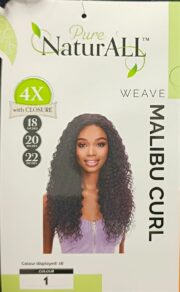 Pure NaturALL 4X MALIBU CURL Weave with Closure 18” 20” 22” – Synthetic Hair Bundle